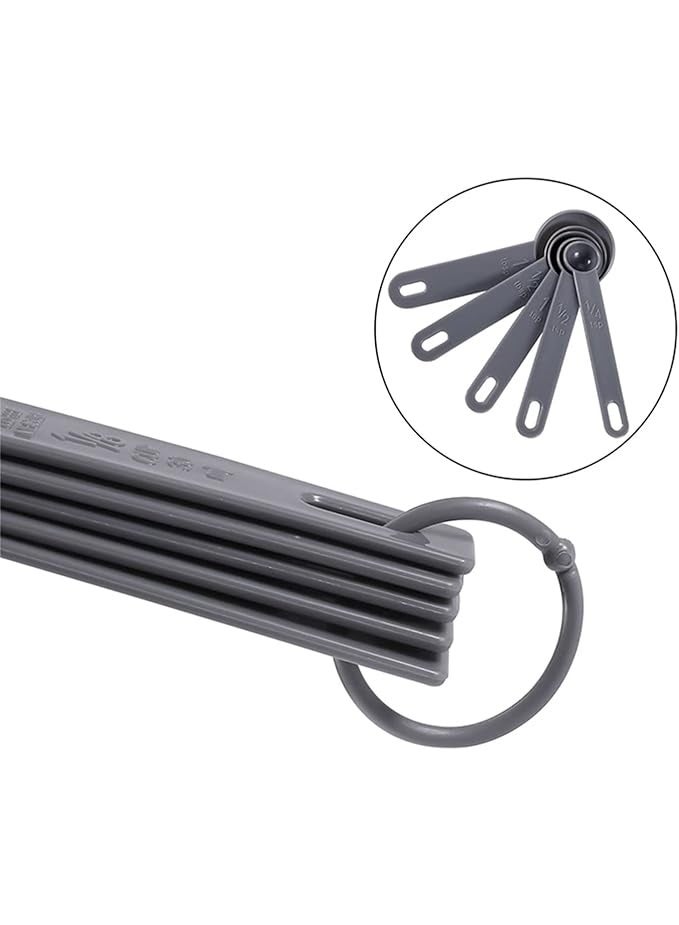 MunKan 9 Piece Measuring Cups and measuring spoons set, Great for Dry and Liquid Ingredients, Small Teaspoon with Plastic Head . ( Grey ) - Image 4